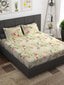 Story@home Ventura Cream & Green Floral 152 TC Cotton Queen Bedsheet with 2 Pillow Covers