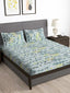 Story@home Arena Grey & Blue Floral Printed 180 TC Bedsheet & Pillow Covers