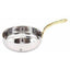 Silver Stainless Steel Fry Pan with Brass Handle