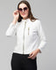 PAVONINE White Color Burfi-Design Zipper Jacket For Girls