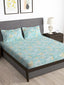 Story@home Arena Blue & Gold-Toned Printed 180 TC Bedsheet & Pillow Covers