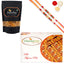 Ghasitaram Mysore Pak and Butter Chakli Sticks With 2 Pearl Beads Rakhis