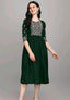 PAVONINE Bottle Green Color Burfi Design Embroidery Dress For Women