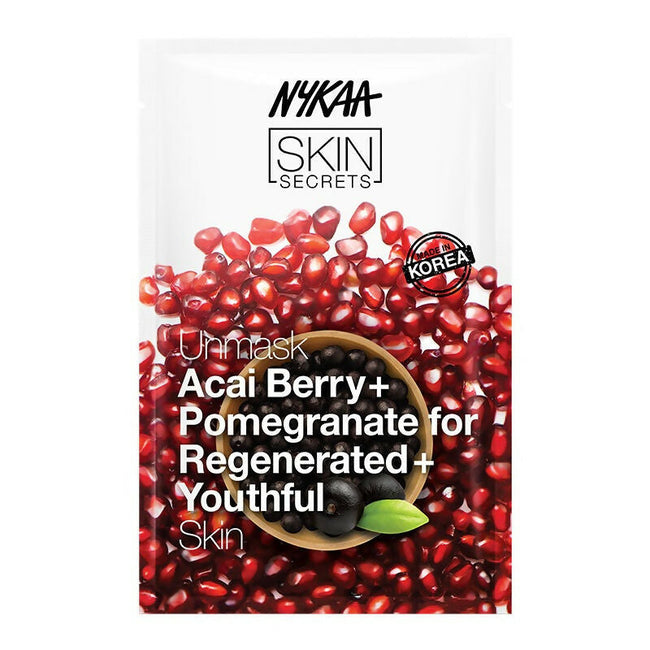 Nykaa Skin Secrets Exotic Indulgence Acai Berry + Pomegranate Sheet Mask For Youthful Skin Hover Image