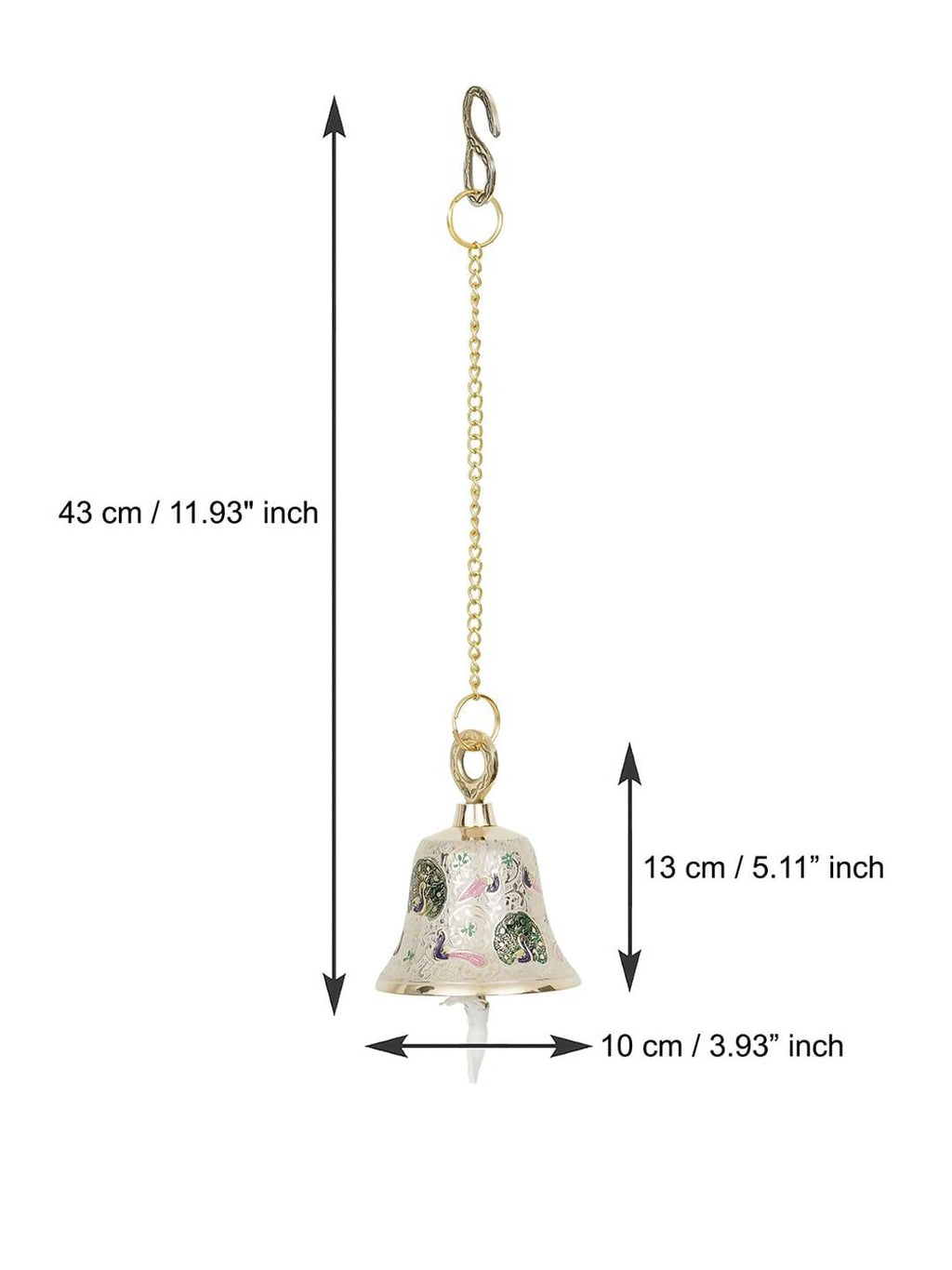 eCraftIndia Multicoloured Brass Hanging Pooja Bell Showpieces
