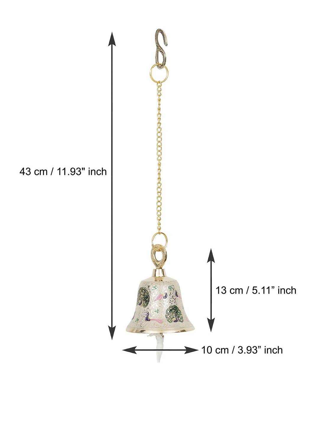 eCraftIndia Multicoloured Brass Hanging Pooja Bell Showpieces