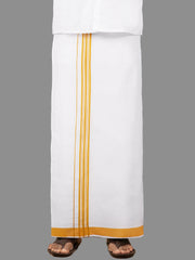 Men Yellow Fancy Jari Border Single Dhoti YGF02