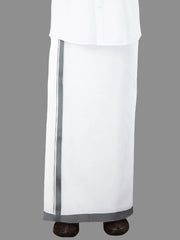 Men Grey Fancy Border Double Dhoti Ozone Spl OS01