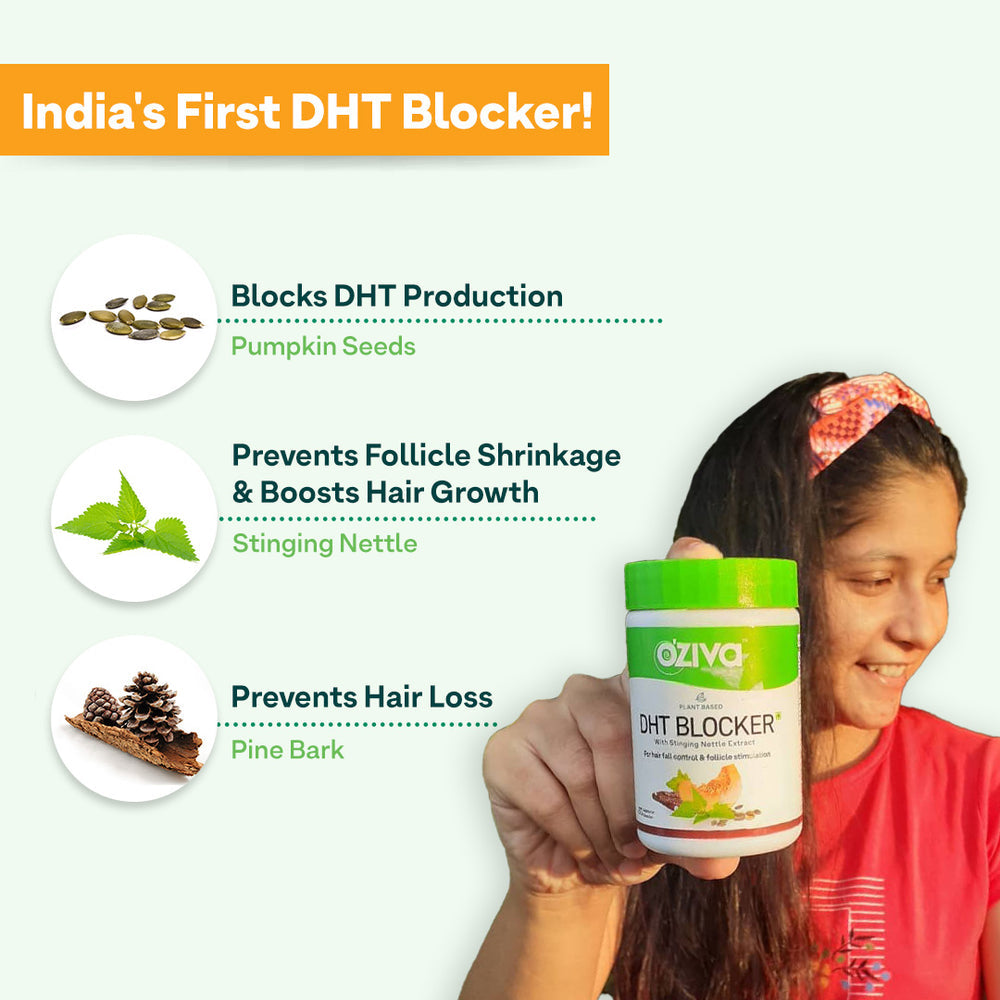 OZiva Plant Based DHT Blocker For Hair Fall Control With Stinging Nettle Extract
