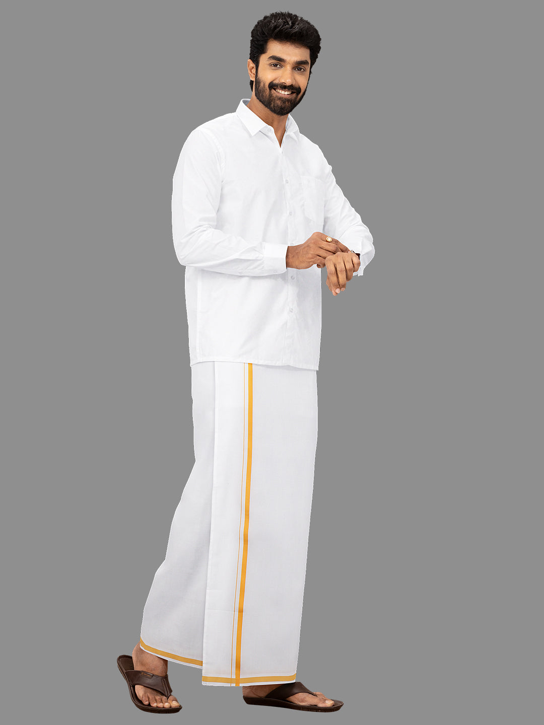 Men Assorted Border Single Dhoti Regular