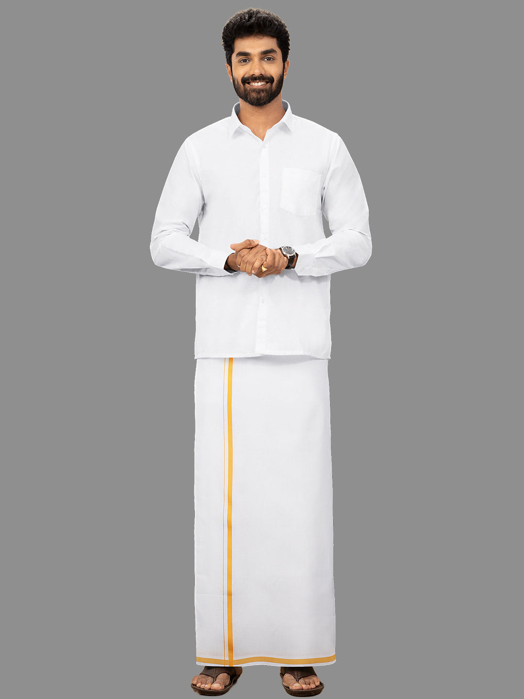 Men Assorted Border Single Dhoti Regular