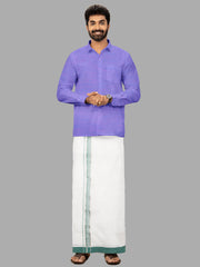 Men Green Fancy Jari Border Single Dhoti HJF02