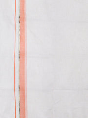 Men Orange Fancy Jari Border Single Dhoti HJF04