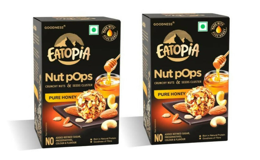 Eatopia Nut Pops Crunchy Nuts & Seeds Cluster - Pure Honey