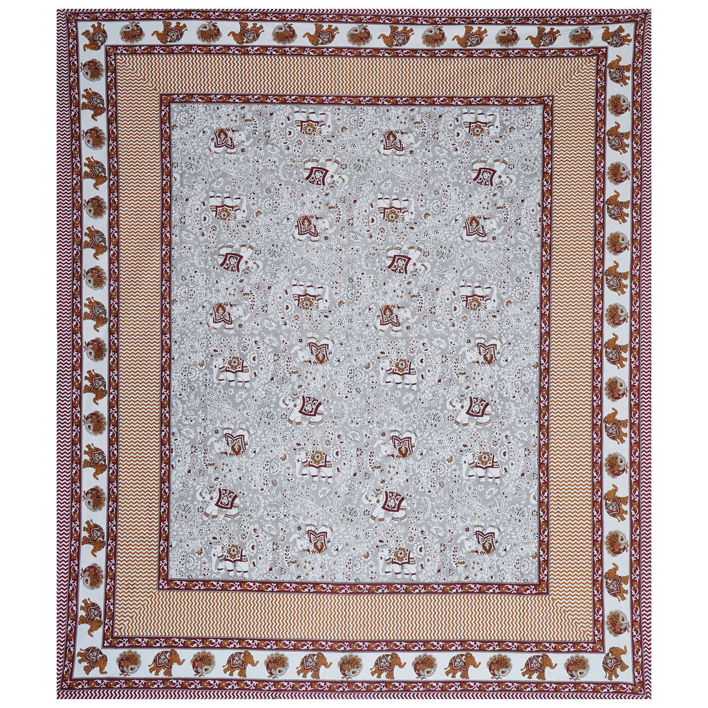 Rudra Bazaar Grey 210 TC Cotton Double King Bedsheet With 2 Pillow Covers