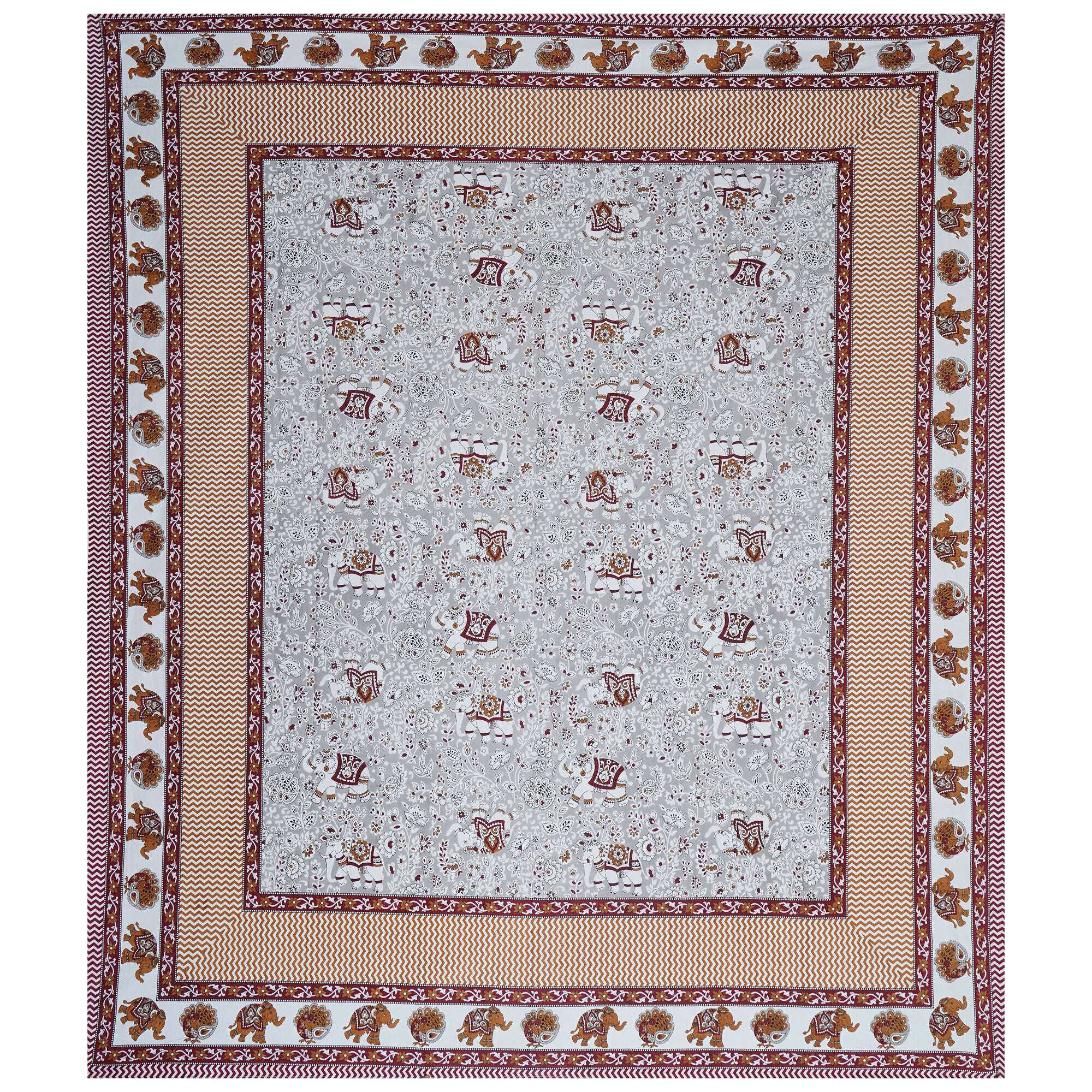 Rudra Bazaar Grey 210 TC Cotton Double King Bedsheet With 2 Pillow Covers