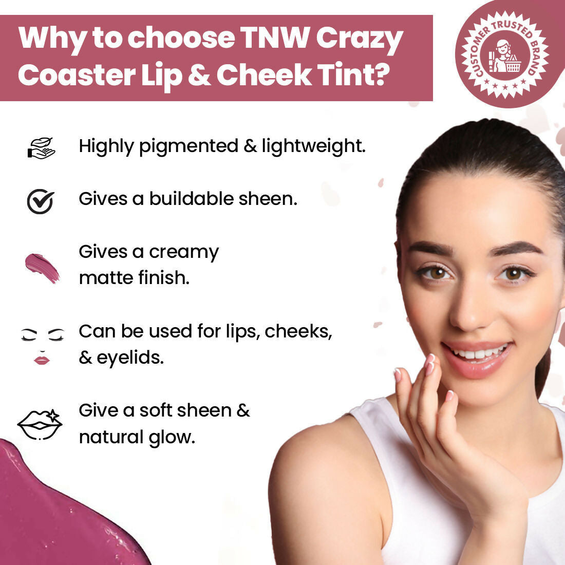 The Natural Wash Crazy Coaster Lip & Cheek Tint with Grape Seed Oil