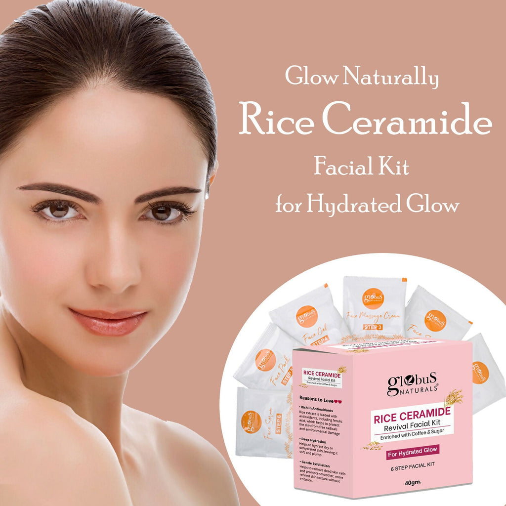 Globus Naturals Rice Ceramide 6 Step Facial Kit For Korean Glass Skin