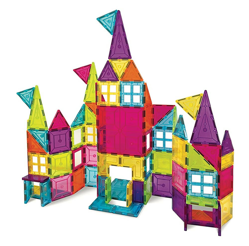 Kipa MagPlay Build A Castle 60 Pcs Magnetic Tiles Set with Storage Container, Constructing and Creative Learning Educational Toy with BagPack for Kids