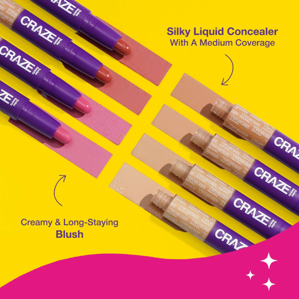 Swiss Beauty Craze Twosome Face Stick 2-In-1 Beauty Wand Concealer and Blush - 1 Fair - Rose