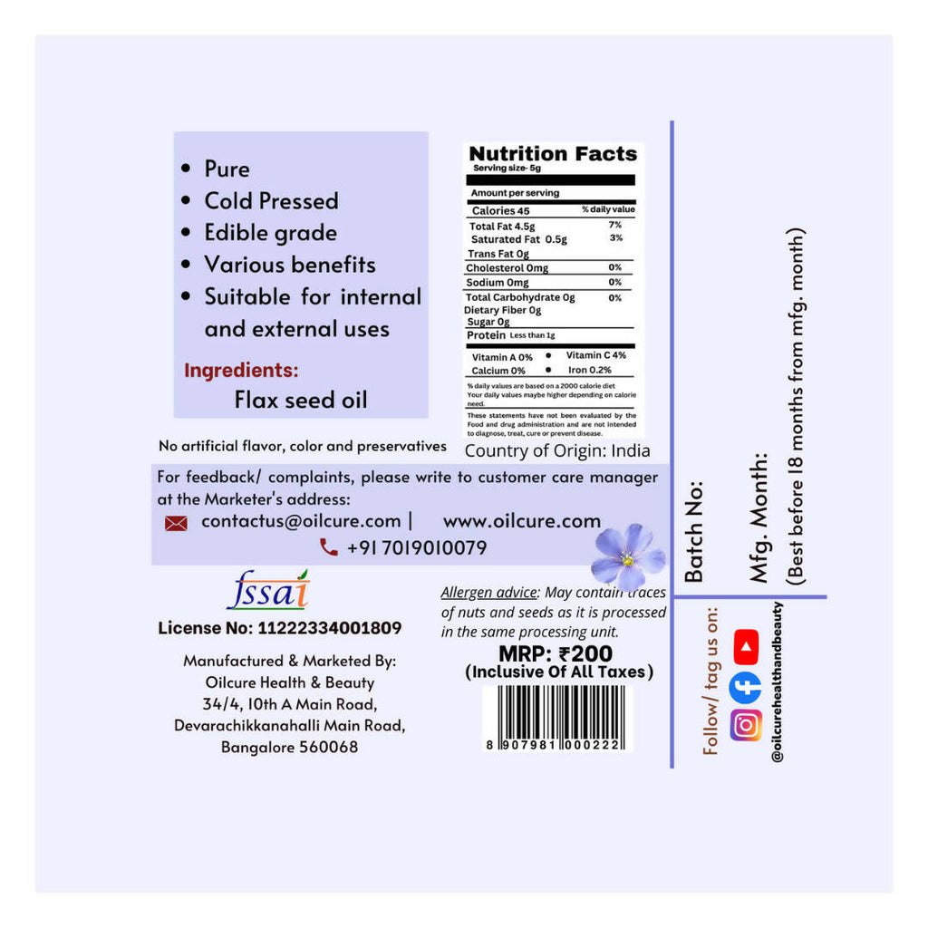 Oilcure Flax Seed Oil