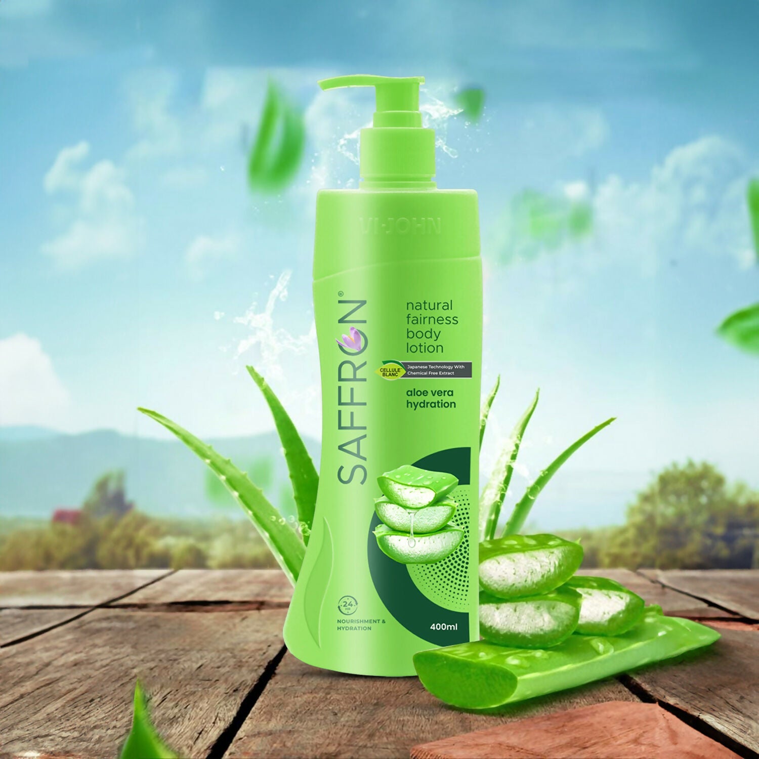 VI-JOHN Saffron Natural Fairness Body Lotion Aloe Vera Hydration For All Skin Types