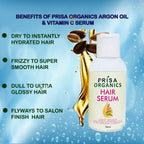 Prisa Organics Hair Serum With Argan Oil & Vitamin E - Promotes Hair Growth, Prevents Hair Loss and Thinning