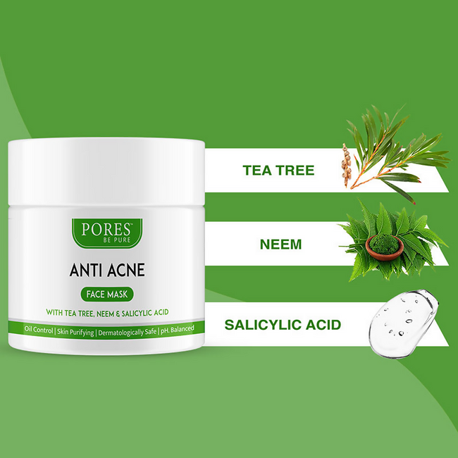 Pores Be Pure Anti Acne Face Pack With Salicylic Acid, Neem & Tea Tree Main Image