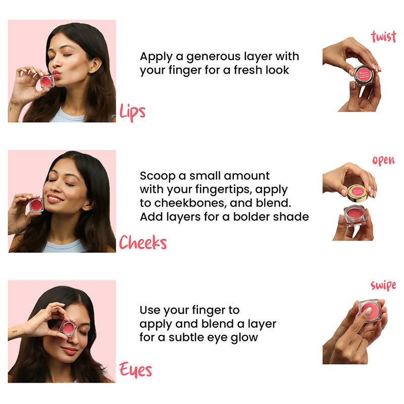 The Skin Story 100% Natural Lip Cheek Eye Tint Ayurvedic Hibiscus Moisturizing Glow - Pretty Pink
