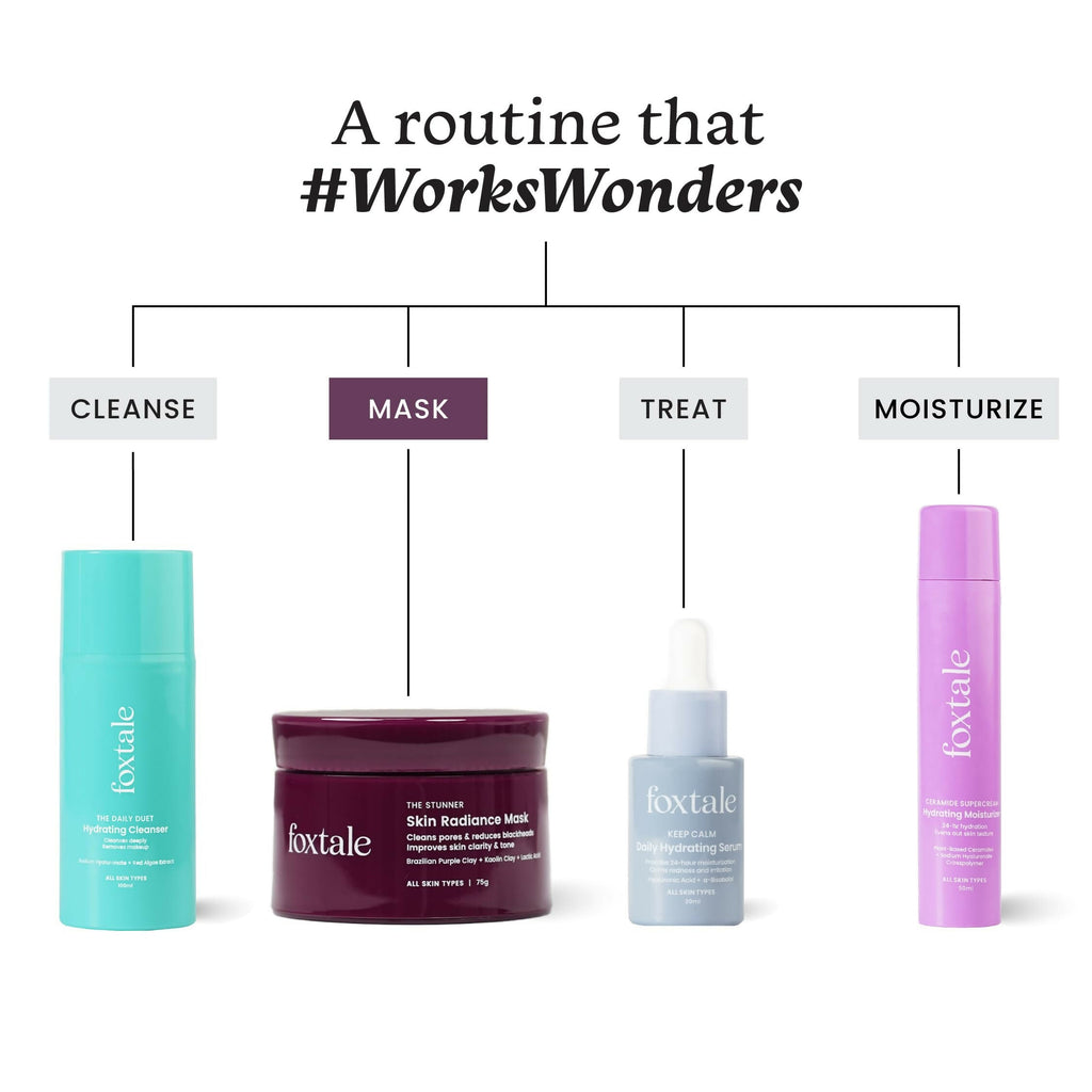 Foxtale De-Tan Face Mask For Glowing Skin - Clay Mask with Lactic Acid For Tan Removal, Reduction in Blackheads, Instant Brightening