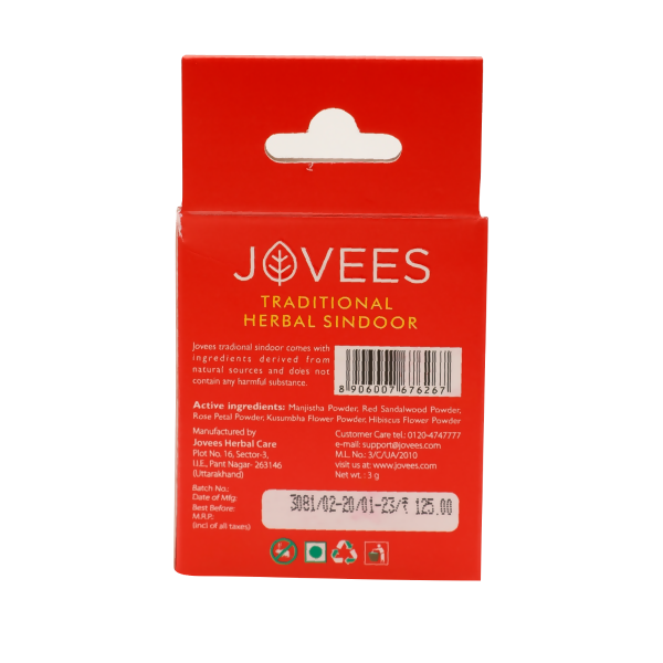 Jovees Traditional Dry Sindoor Bright, Long Lasting & Natural