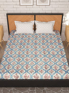 Story@home Cream-Coloured & Pink Floral Microfiber 180 TC Queen Bedsheet & 2 Pillow Covers