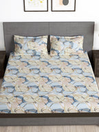 Story@home Arena Cream-Coloured & Grey Printed 180 TC Bedsheet & Pillow Covers