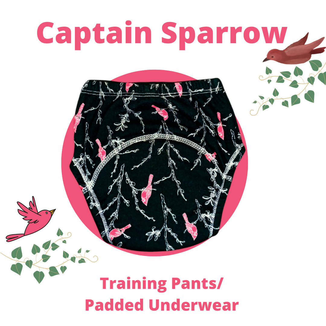 Kindermum Cotton Padded Pull Up Training Pants/ Padded Underwear For Kids Rugby Sparrow-Set of 2 Pcs
