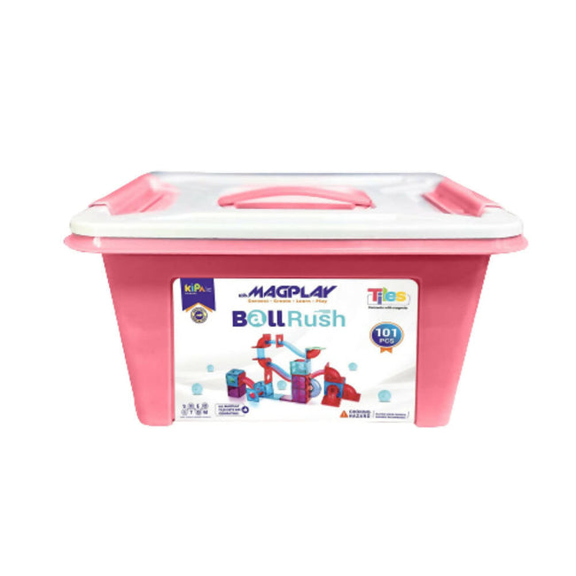 Kipa MagPlay BallRush Magnetic Tiles 101 Pieces with Storage Container Ball Run Set for Kids. 3D Stem Educational Toys. Magnetic Marble Run for Kids Hover Image