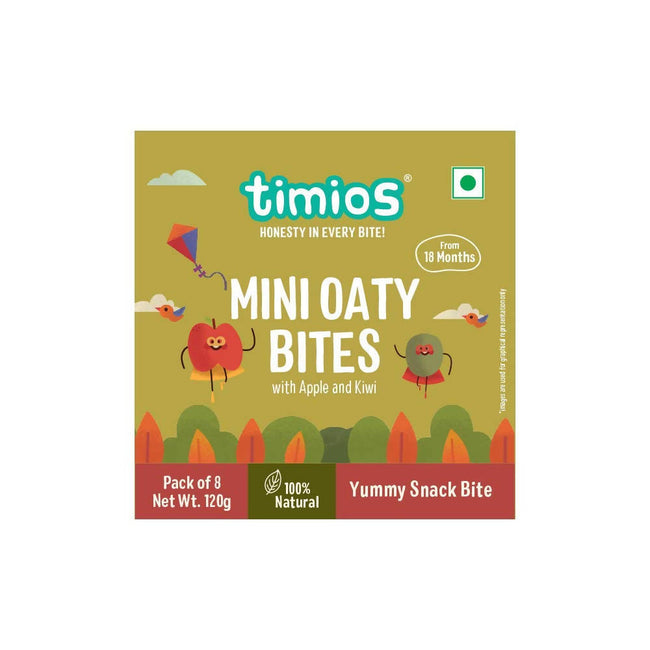 Timios Mini Oaty Bites Apple and Kiwi Finger Food for Toddlers Hover Image