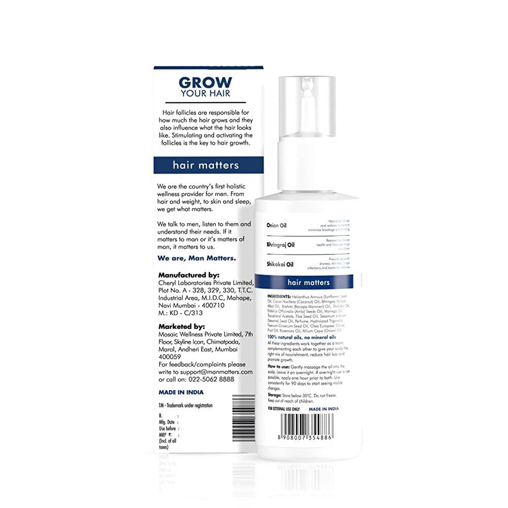 Man Matters Hair Oil for Men With Bhringraj, Onion, Amla, Shikakai & Brahmi Oil.