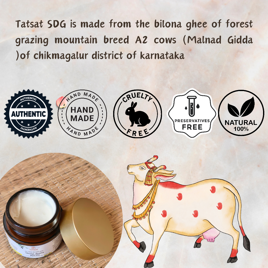Tatsat Shata Dhauta Ghrita -100 Times Washed Desi Cow A2 Ghee moisturizing cream. Anti-Aging, Removes Stretch Marks & Wrinkles