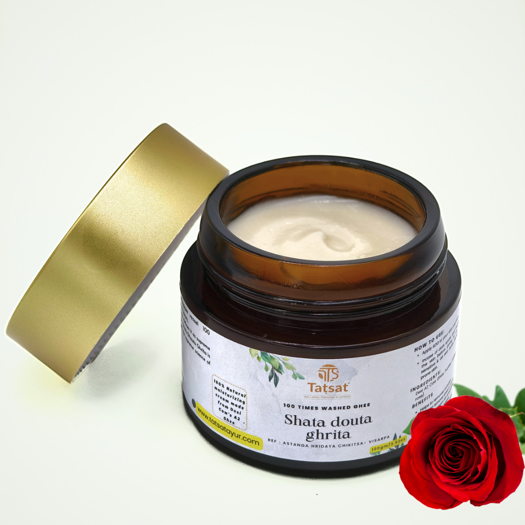 Tatsat Shata Dhauta Ghrita -100 Times Washed Desi Cow A2 Ghee moisturizing cream. Anti-Aging, Removes Stretch Marks & Wrinkles