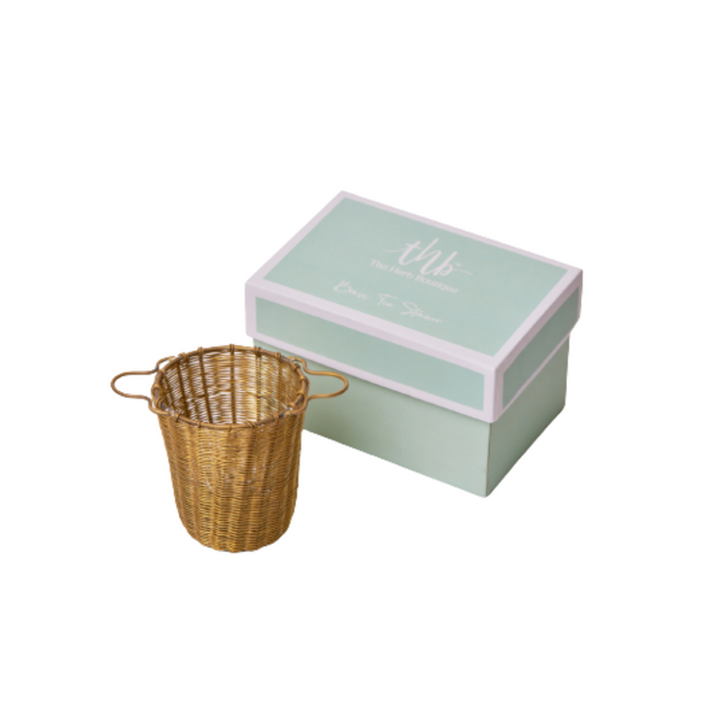 The Herb Boutique Brass Tea Strainer Basket Hover Image