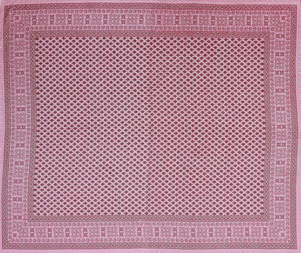 Pink Ethnic Motifs Cotton 200TC King Bedsheet With 2 Zipper Pillow Covers - King Size by House of Ree