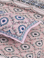 Red White Ethnic Motifs Cotton 200TC King Bedsheet With 2 Zipper Pillow Covers - King Size by House of Ree