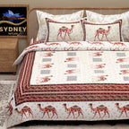 Yellow Ethnic Motifs Cotton 200TC King Bedsheet With 2 Zipper Pillow Covers - King Size by House of Ree