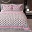 Pink White Ethnic Motifs Cotton King Bedsheet With 2 Zipper Pillow Covers - King Size by House of Ree