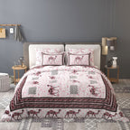 Pink Ethnic Motifs Cotton 200TC King Bedsheet With 2 Zipper Pillow Covers - King Size by House of Ree