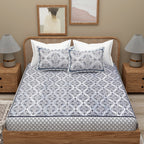 Purple Ethnic Motifs Cotton King Bedsheet With 2 Zipper Pillow Covers - Super King Size by House of Ree