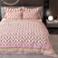 Pink White Ethnic Motifs Cotton 220 TC King Bedsheet With 2 Zipper Pillow Covers - King Size by House of Ree