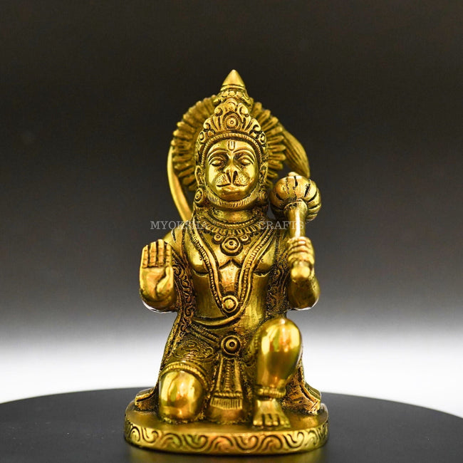 Sacred Guardian Antique Hanuman Blessing Brass Idol - A Divine Remembrance Main Image