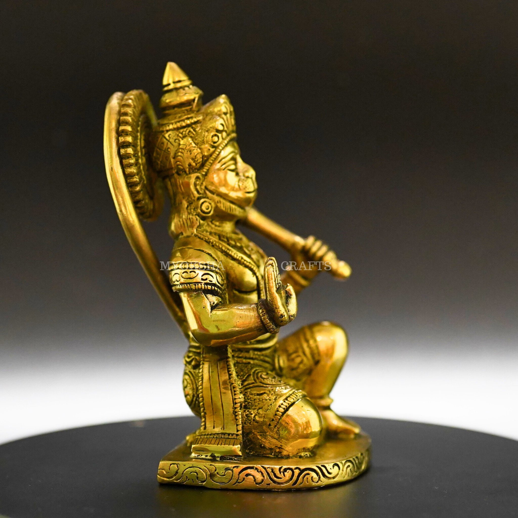Sacred Guardian Antique Hanuman Blessing Brass Idol - A Divine Remembrance