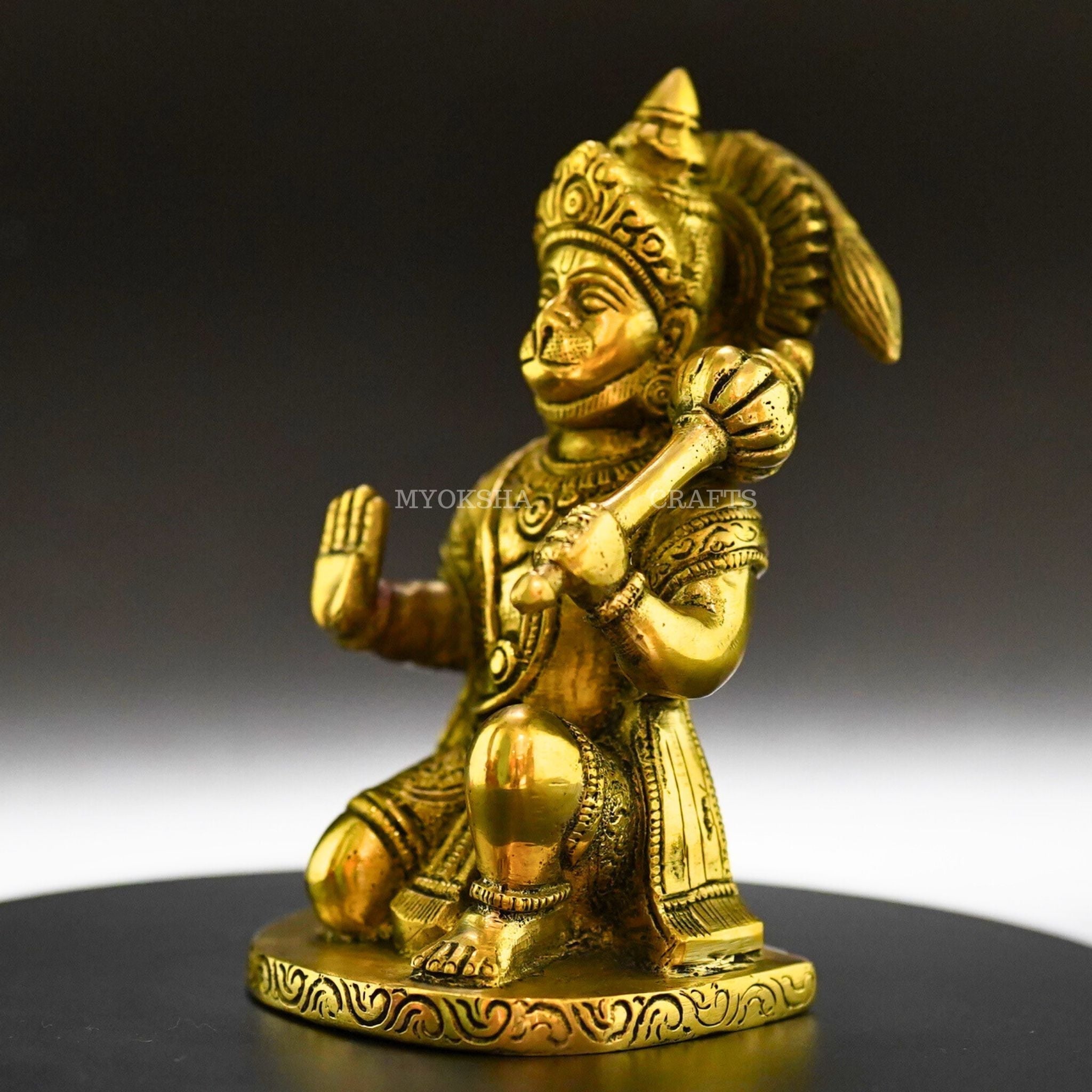 Sacred Guardian Antique Hanuman Blessing Brass Idol - A Divine Remembrance